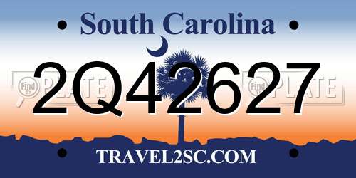2Q42627 South Carolina License Plate