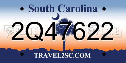 2Q47622 South Carolina License Plate