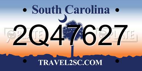 2Q47627 South Carolina License Plate