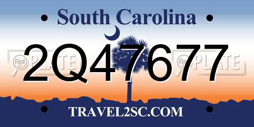 2Q47677 South Carolina License Plate