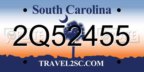 2Q52455 South Carolina License Plate