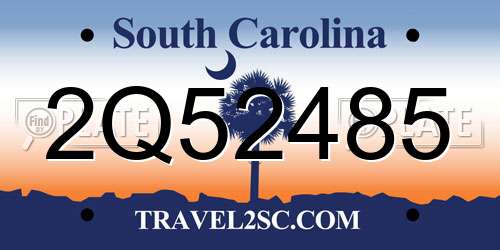 2Q52485 South Carolina License Plate