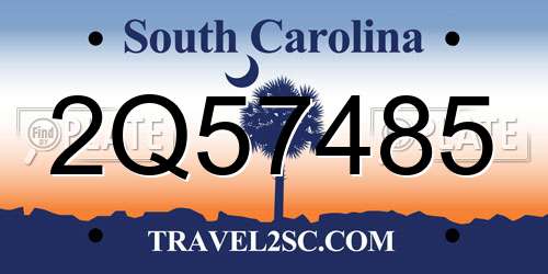 2Q57485 South Carolina License Plate