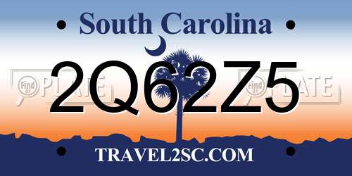 2Q62Z5 South Carolina License Plate