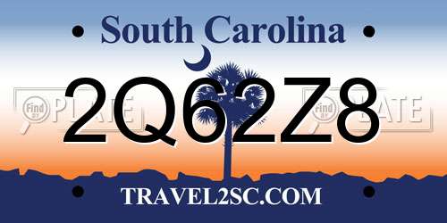2Q62Z8 South Carolina License Plate