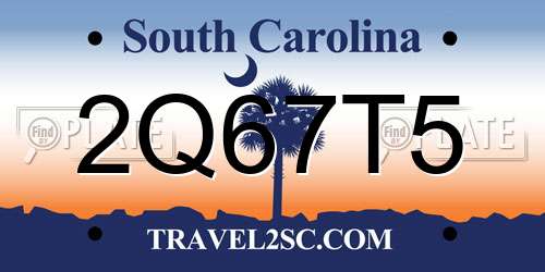 2Q67T5 South Carolina License Plate