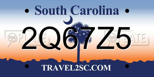 2Q67Z5 South Carolina License Plate