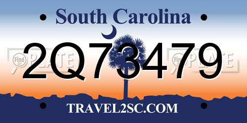 2Q73479 South Carolina License Plate