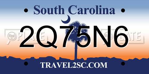 2Q75N6 South Carolina License Plate