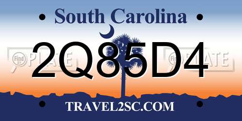 2Q85D4 South Carolina License Plate
