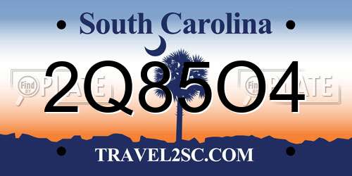 2Q85O4 South Carolina License Plate