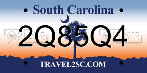 2Q85Q4 South Carolina License Plate