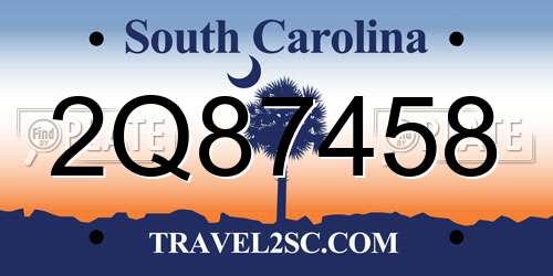 2Q87458 South Carolina License Plate