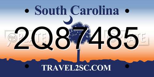 2Q87485 South Carolina License Plate