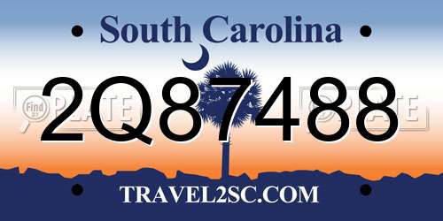 2Q87488 South Carolina License Plate