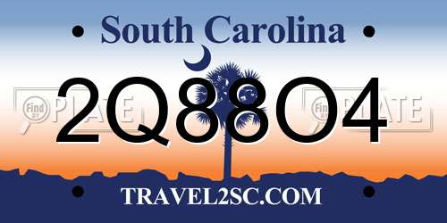 2Q88O4 South Carolina License Plate