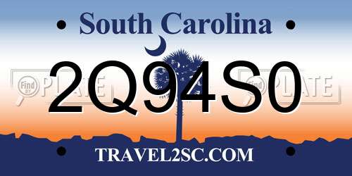 2Q94S0 South Carolina License Plate