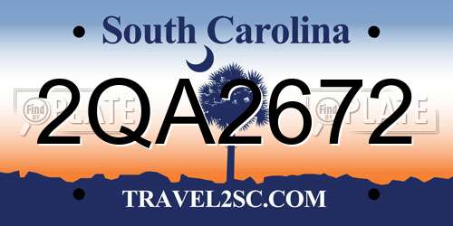 2QA2672 South Carolina License Plate