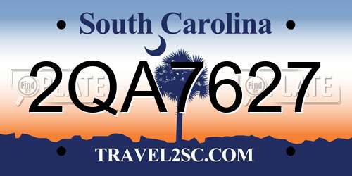 2QA7627 South Carolina License Plate