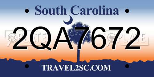 2QA7672 South Carolina License Plate