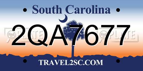 2QA7677 South Carolina License Plate