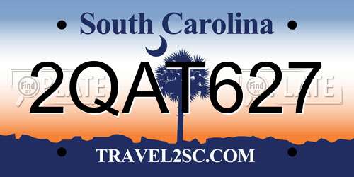 2QAT627 South Carolina License Plate