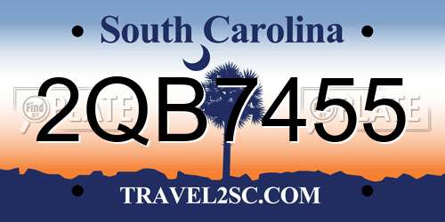 2QB7455 South Carolina License Plate