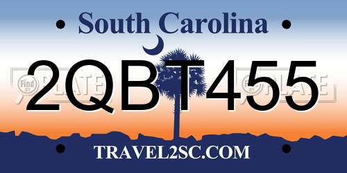 2QBT455 South Carolina License Plate