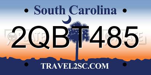 2QBT485 South Carolina License Plate