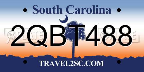 2QBT488 South Carolina License Plate