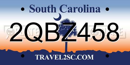 2QBZ458 South Carolina License Plate