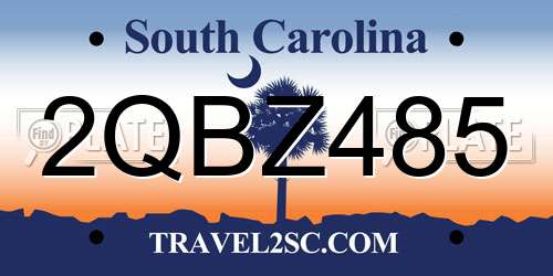 2QBZ485 South Carolina License Plate