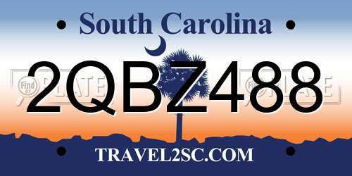 2QBZ488 South Carolina License Plate