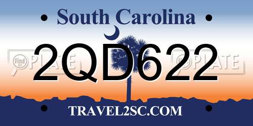 2QD622 South Carolina License Plate