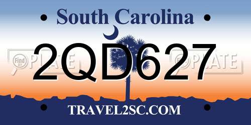 2QD627 South Carolina License Plate