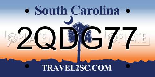 2QDG77 South Carolina License Plate