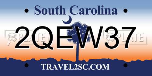 2QEW37 South Carolina License Plate