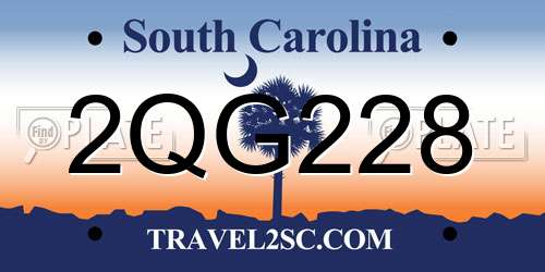 2QG228 South Carolina License Plate