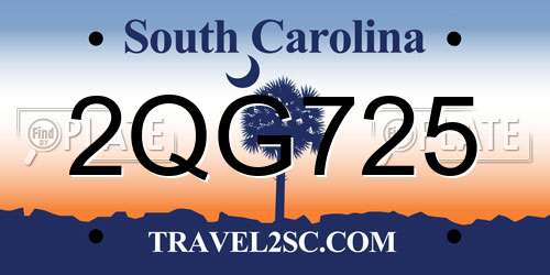 2QG725 South Carolina License Plate