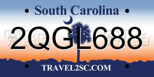 2QGL688 South Carolina License Plate