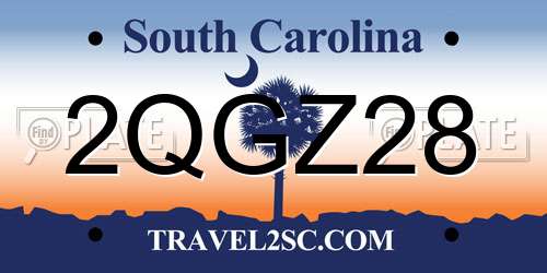 2QGZ28 South Carolina License Plate