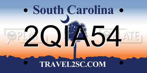 2QIA54 South Carolina License Plate