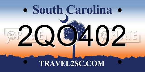 2QO402 South Carolina License Plate