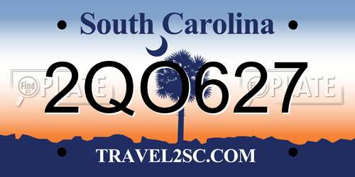 2QO627 South Carolina License Plate