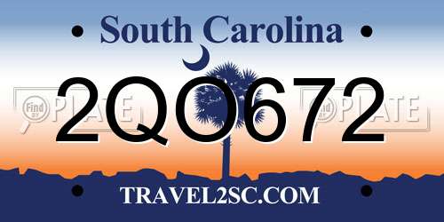 2QO672 South Carolina License Plate