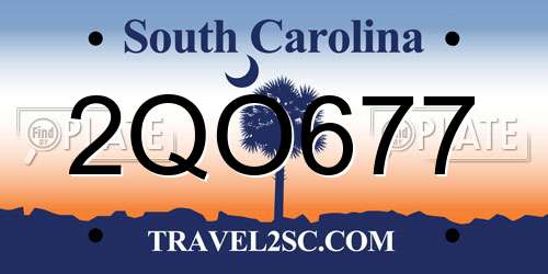 2QO677 South Carolina License Plate