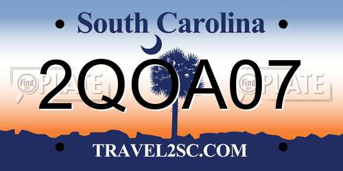 2QOA07 South Carolina License Plate