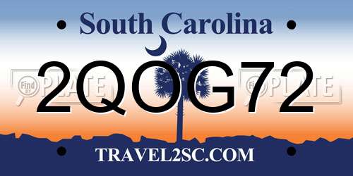 2QOG72 South Carolina License Plate