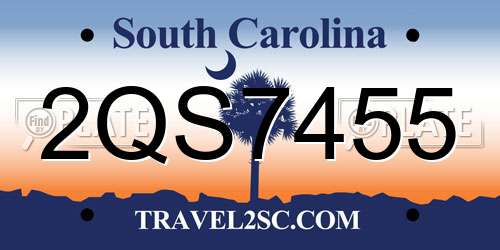 2QS7455 South Carolina License Plate