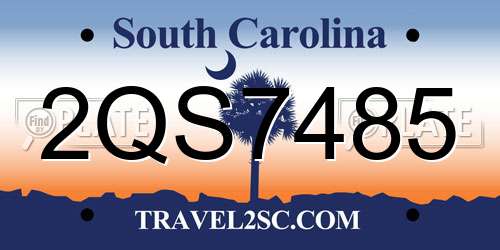 2QS7485 South Carolina License Plate